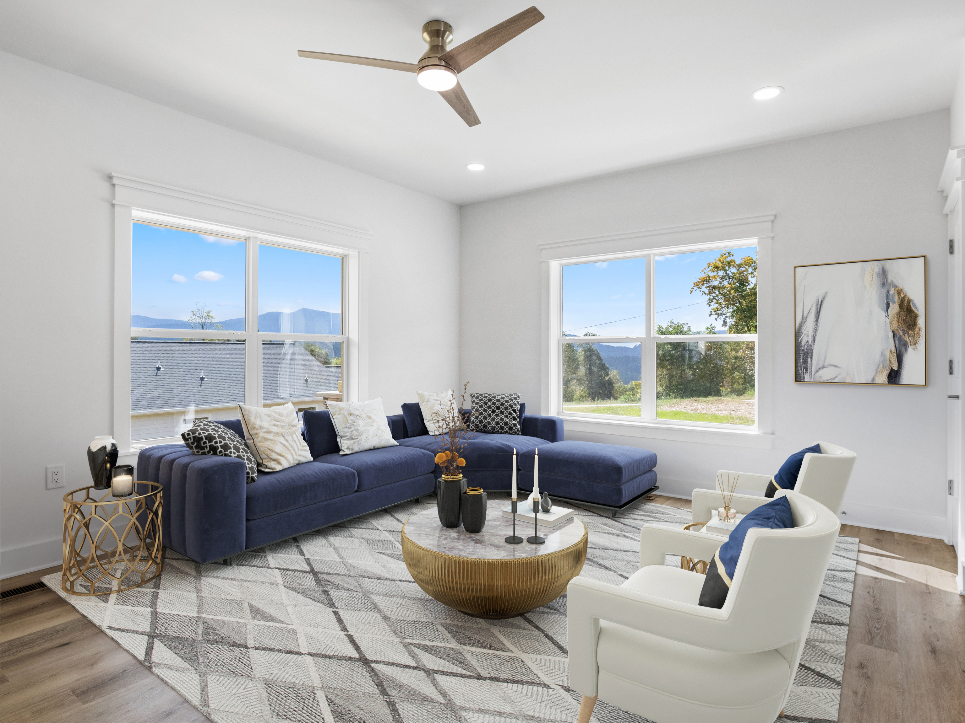 After: Virtually staged living room on Overlook Drive, Spruce Pine NC